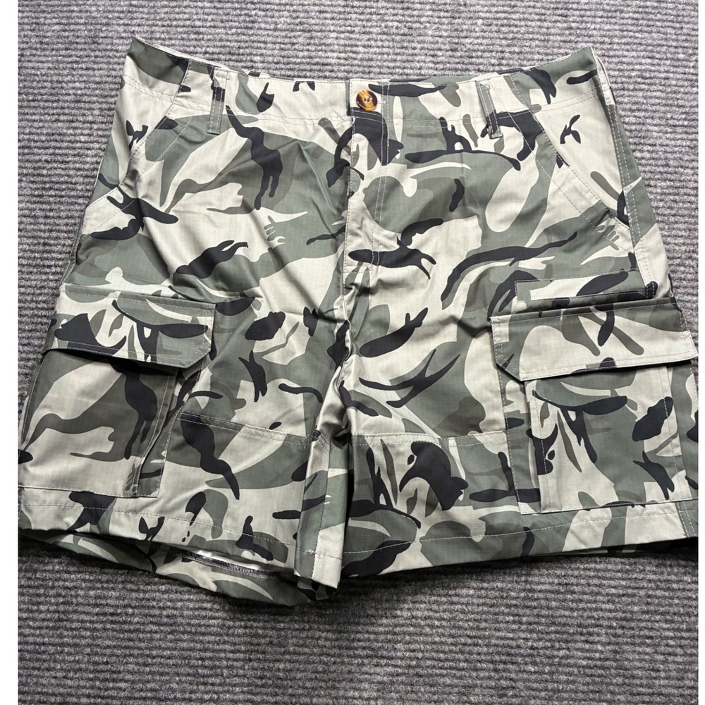 Mens Ripstop Camo Cargo Shorts Gray/Green Black Tactical Utility Casual 34 Waist
